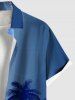 Plus Size Coconut Tree Curve Colorblock Print Buttons Pocket Hawaii Shirt For Men -  