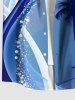 Plus Size Coconut Tree Curve Colorblock Print Buttons Pocket Hawaii Shirt For Men -  