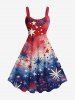 Tenue assortie grande taille pour couple, motif drapeau américain patriotique et feux d'artifice, motif tie-dye ombré - Rouge 