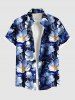 Tenue de plage hawaïenne assortie grande taille à imprimé floral pour couples - Bleu 