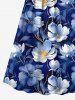 Tenue de plage hawaïenne assortie grande taille à imprimé floral pour couples - Bleu 