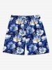 Tenue de plage hawaïenne assortie grande taille à imprimé floral pour couples - Bleu 
