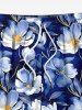 Tenue de plage hawaïenne assortie grande taille à imprimé floral pour couples - Bleu 