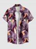 Tenue de plage hawaïenne assortie grande taille à imprimé fleurs et feuilles pour couples - Pourpre  