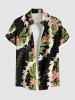 Tenue de plage hawaïenne assortie grande taille à imprimé floral et feuilles pour couples - Noir 