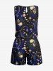 Ensemble chemise et barboteuse hawaïennes assorties, grande taille, tenue de plage, motif galaxie, crânes, lune, soleil et étoiles, imprimé pour couples - Bleu 
