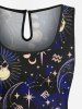 Ensemble chemise et barboteuse hawaïennes assorties, grande taille, tenue de plage, motif galaxie, crânes, lune, soleil et étoiles, imprimé pour couples - Bleu 