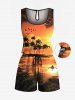 Matching Hawaii Shirt and Romper Plus Size Beach Outfit Coconut Tree Bird Seascape Printed for Couples -  