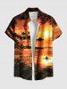 Matching Hawaii Shirt and Romper Plus Size Beach Outfit Coconut Tree Bird Seascape Printed for Couples -  