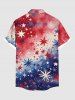 Chemise grande taille à imprimé drapeau américain patriotique et feux d'artifice, avec poches boutonnées et motif ombré, pour homme - Rouge 6XL