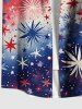 Chemise grande taille à imprimé drapeau américain patriotique et feux d'artifice, avec poches boutonnées et motif ombré, pour homme - Rouge 6XL