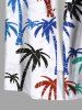 Plus Size Colorful Coconut Tree Print Hawaii Button Pocket Shirt For Men -  