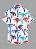 Plus Size Colorful Coconut Tree Print Hawaii Button Pocket Shirt For Men -  