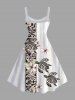 Plus Size Flower Turtle Ethnic Print Hawaii A Line Tank Dress -  