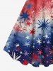 Plus Size Tie Dye Ombre Patriotic American Flag Fireworks Print A Line Tank Dress -  