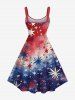 Plus Size Tie Dye Ombre Patriotic American Flag Fireworks Print A Line Tank Dress -  