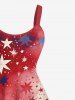 Plus Size Tie Dye Ombre Patriotic American Flag Fireworks Print A Line Tank Dress -  
