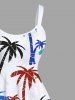 Plus Size Colorful Coconut Tree Print Hawaii A Line Tank Dress -  