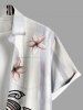 Chemise hawaïenne à imprimé ethnique tortue et fleurs, grande taille, avec poche boutonnée, pour homme - Blanc L