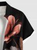 Plus Size Floral Glitter Light Beam Print Hawaii Button Pocket Shirt For Men -  