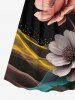 Plus Size Flower Glitter Light Beam Print Hawaii Surplice A Line Cami Dress -  