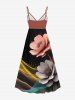 Plus Size Flower Glitter Light Beam Print Hawaii Surplice A Line Cami Dress -  