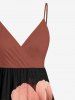 Plus Size Flower Glitter Light Beam Print Hawaii Surplice A Line Cami Dress -  