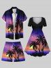 Plus Size Coconut Tree Sun Ombre Sky Print Hawaii Beach Shorts For Men -  