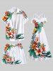 Plus Size Tropical Leaves Floral Print Hawaii Drawstring Beach Shorts For Men -  