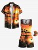 Plus Size Coconut Tree Bird Seascape Print Cinched Hawaii Romper -  