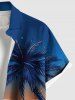 Plus Size Coconut Tree Sun Seascape Waves Hammock Print Buttons Pocket Hawaii Shirt For Men -  