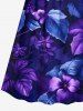 Plus Size Hibiscus Flowers Leaf Tropical Print Surplice Hawaii Cami Dress -  