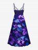 Plus Size Hibiscus Flowers Leaf Tropical Print Surplice Hawaii Cami Dress -  