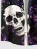 Plus Size Skulls Rose Flower Print Buttons Pocket Hawaii Shirt For Men -  