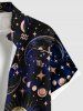 Chemise hawaïenne grande taille à boutons et poches pour homme, motif galaxie, crânes, lune, soleil et étoiles - Bleu XL