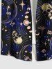 Chemise hawaïenne grande taille à boutons et poches pour homme, motif galaxie, crânes, lune, soleil et étoiles - Bleu XL