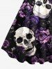 Plus Size Skulls Rose Flower Print Hawaii Tank Dress -  