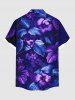 Plus Size Hibiscus Flowers Leaf Tropical Print Buttons Pocket Hawaii Shirt For Men -  