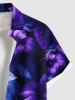 Chemise hawaïenne grande taille à imprimé tropical, fleurs d'hibiscus et feuilles, avec poches et boutons, pour homme - Noir 5XL