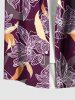 Plus Size Flowers Leaf Print Buttons Pocket Hawaii Shirt For Men -  
