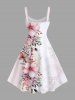 Plus Size Flowers Leaf Print Hawaii Tank Dress -  