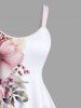 Plus Size Flowers Leaf Print Hawaii Tank Dress -  