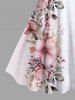 Plus Size Flowers Leaf Print Hawaii Tank Dress -  