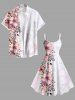 Chemise hawaïenne grande taille à imprimé fleurs et feuilles, avec poches et boutons, pour homme - Blanc S