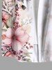 Chemise hawaïenne grande taille à imprimé fleurs et feuilles, avec poches et boutons, pour homme - Blanc S