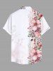 Chemise hawaïenne grande taille à imprimé fleurs et feuilles, avec poches et boutons, pour homme - Blanc S