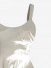 Plus Size Ombre Coconut Tree Print Hawaii A Line Tank Dress -  