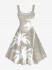 Plus Size Ombre Coconut Tree Print Hawaii A Line Tank Dress -  