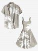 Robe débardeur hawaïenne trapèze grande taille à imprimé cocotiers ombré - Beige 6X