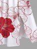 Plus Size Textured Hibiscus Flower Print Hawaii Split Pocket A Line Midi Dress -  